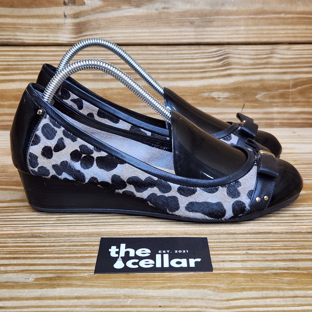 Cole Haan Womens 9.5 Low Wedge Shoes Real Dyed Cow Fur Cheetah Print Nike Air